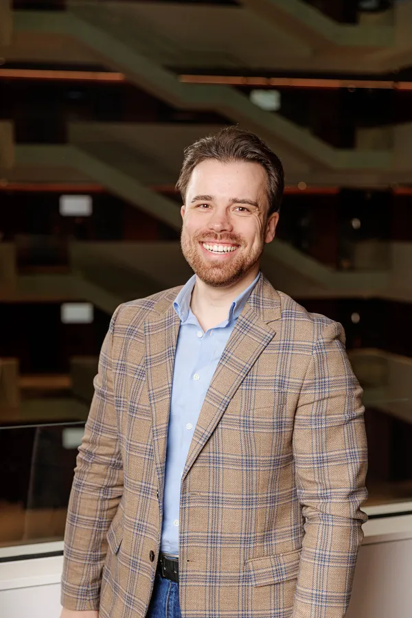 Man in a checked blazer